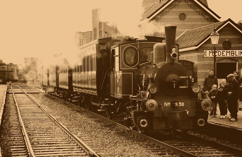 Stoomtram oude foto in medemblik